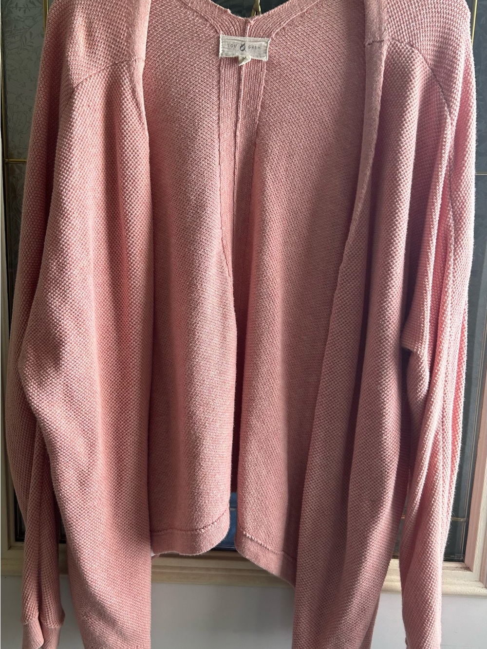 Lou & Grey Dusty Pink Open-Front Knit Cardigan  M L see measurements